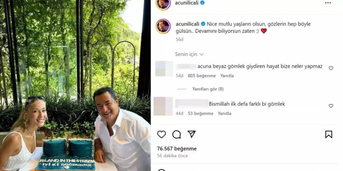 acun ilicali beyaz gomlekle