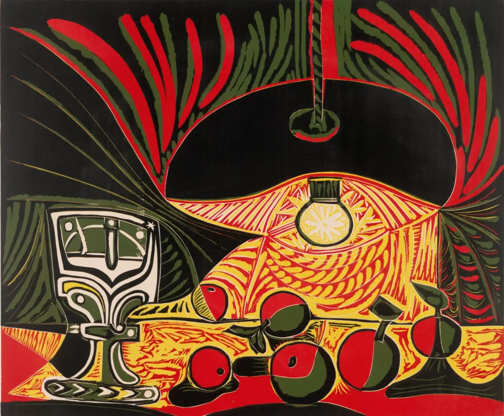 Picasso’nun Baskı Resimleri British Museum’da 22 Picasso Still Life with Glass Under the Lamp Lambanin Altinda Camli Naturmort 1962