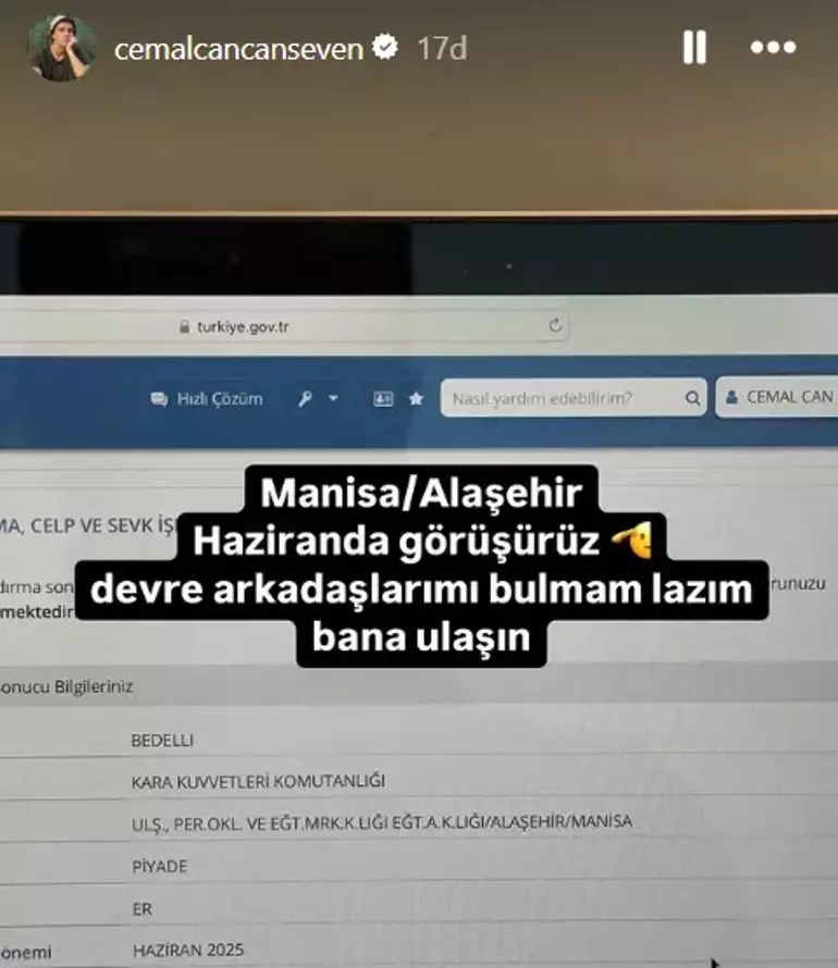 Cemal Can Canseven, Askerlik Yapacağı Yeri Açıkladı 20 67922339a927497758688b37